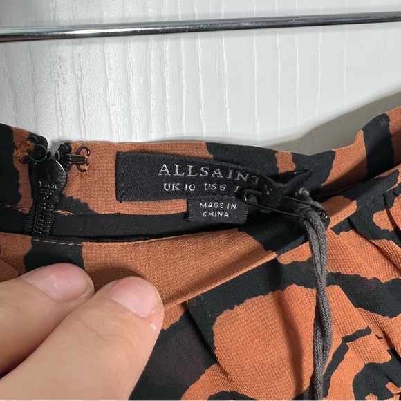 All Saints Nia Zephyr Animal Print (Brown & Black) High Waisted Mini Skirt NEW - Picture 8 of 11